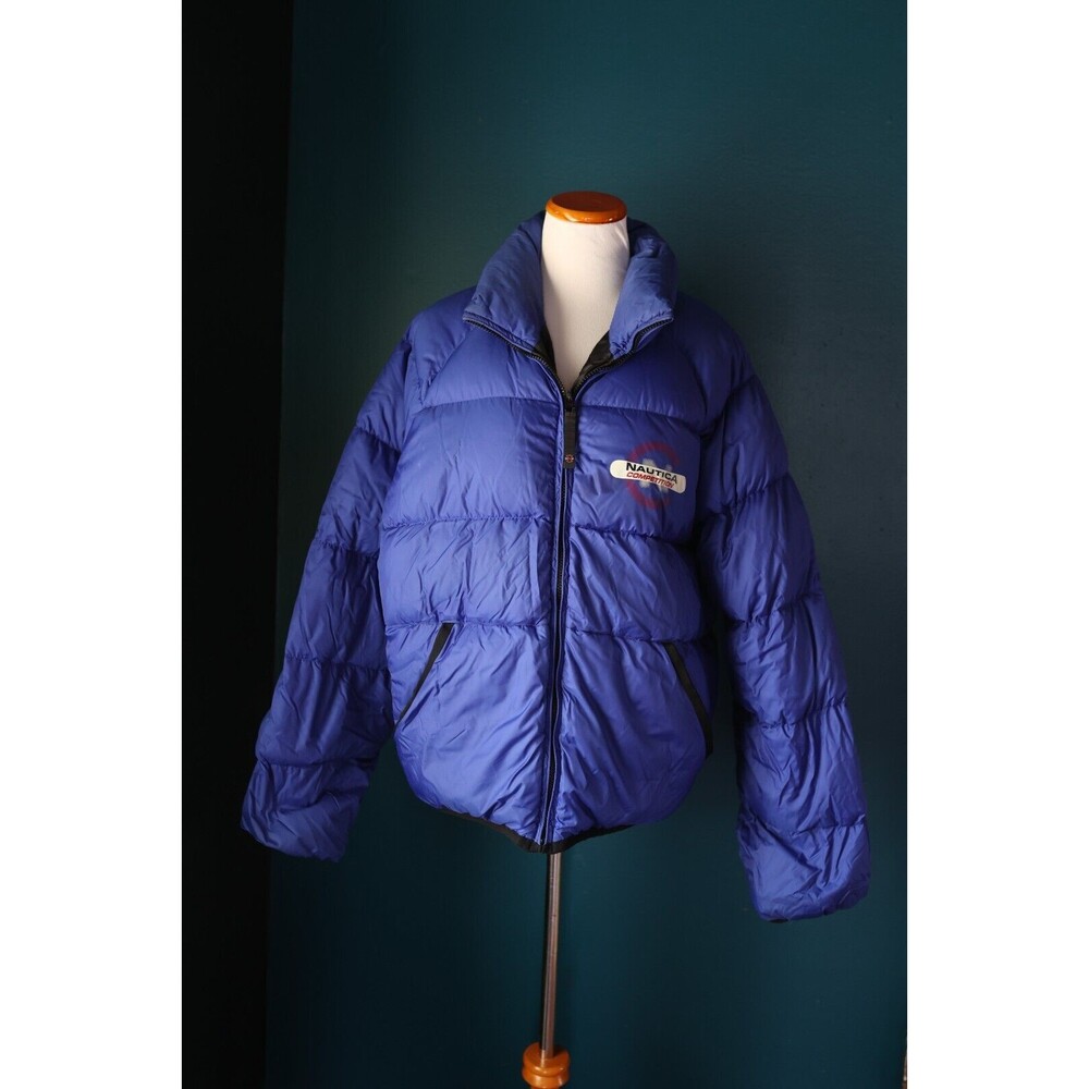 Vintage Nautica Competition Reversible Bubble Duck Down Jacket Winter Coat Large